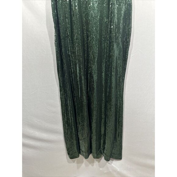NWT‎ $598 Halston [ 10 ] Magdalena Draped Sequined Gown in Bottle Green - Picture 15 of 15